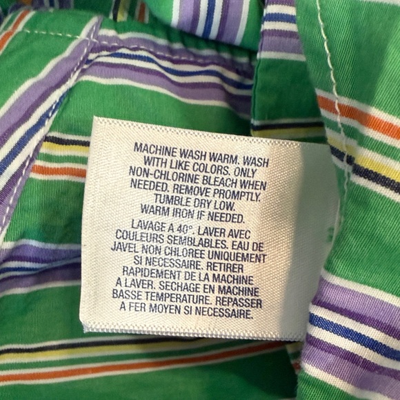 Ralph Lauren Boys Shirt Button Down long Sleeve With Green and Purple Strips EUC - Picture 8 of 9